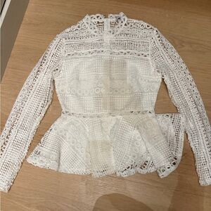 Vici White Lace Peplum Top